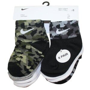 Nike Baby Ankle Socks 6pk Camo Lightweight Black Boys 12-18-24 12-24 months NWT